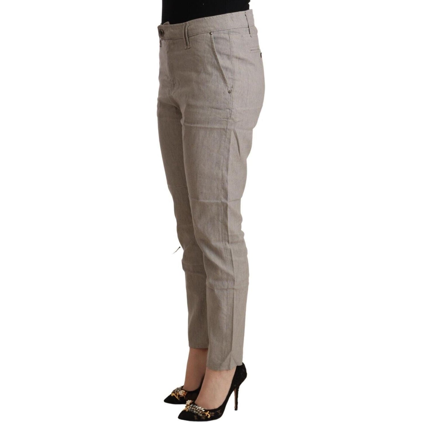 CYCLE Light Gray Linen Blend Mid Waist Tapered Pants PAN71171 - 30