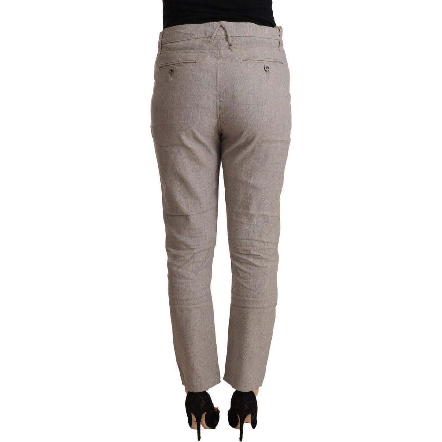 CYCLE Light Gray Linen Blend Mid Waist Tapered Pants PAN71171 - 30