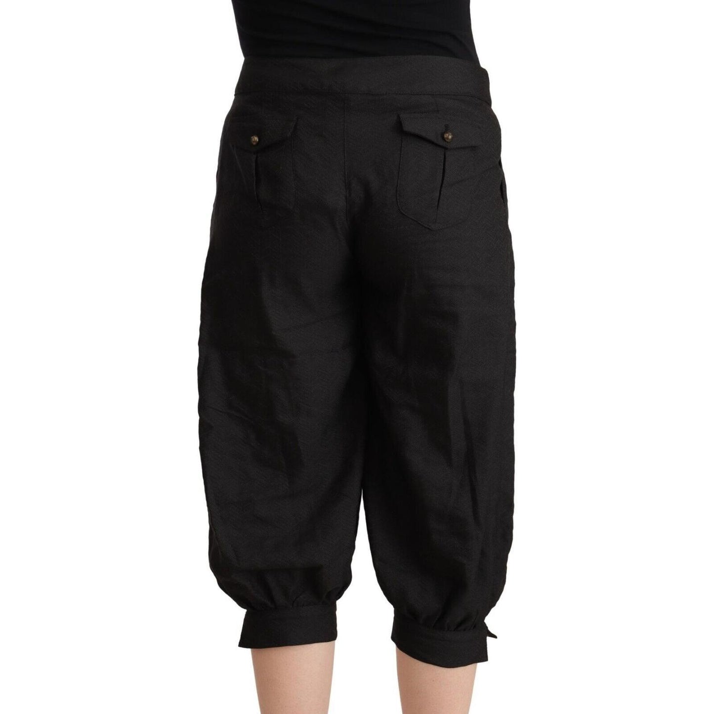 GF Ferre Black Viscose Cropped Harem Pants