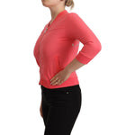 Blumarine Pink 3/4 Sleeve Zip Embellished Sweater JKT3201 - 40
