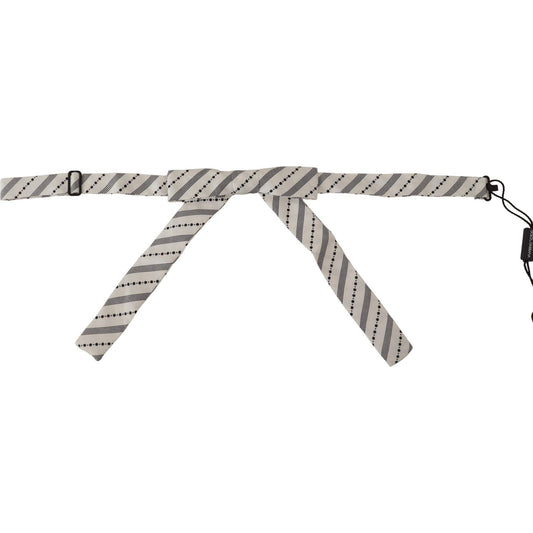 Dolce & Gabbana White Black Polka Dot 100% Silk Neck Papillon Bow Tie