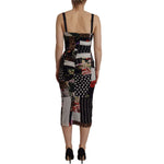 Dolce & Gabbana Multicolor Pachwork Midi Floral Silk Leopard Bodycon Dress DR28750- 40