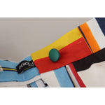 Dolce & Gabbana Multicolor Striped High Waist Cotton Pants PAN73051- 36