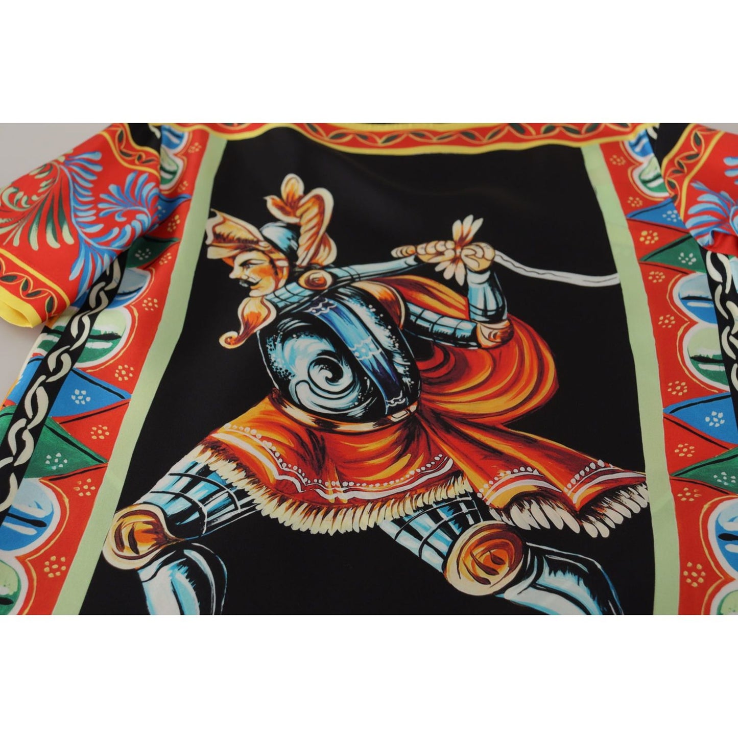 Dolce & Gabbana Multicolor Soldier Carretto Silk Top T-shirt TSH7814- 36