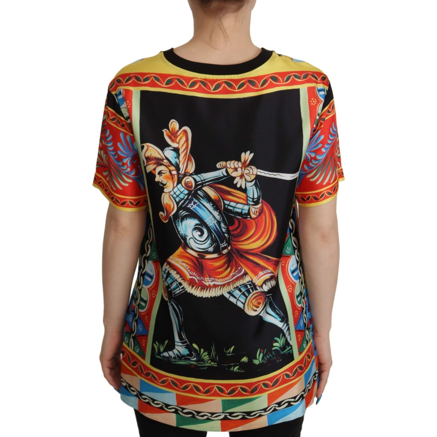 Dolce & Gabbana Multicolor Soldier Carretto Silk Top T-shirt TSH7814- 36