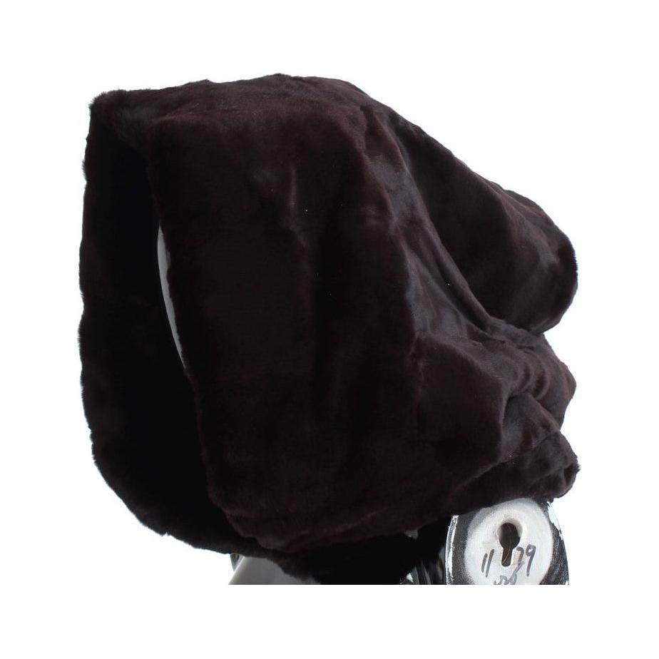 Dolce & Gabbana Purple Weasel Fur Crochet Hood Scarf Hat SIG18220