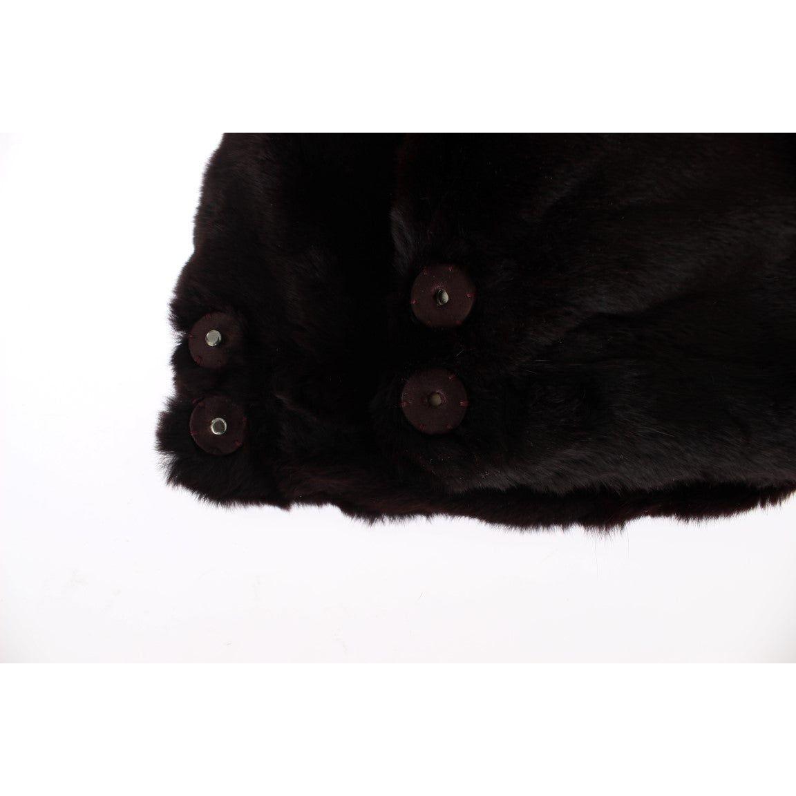 Dolce & Gabbana Purple Weasel Fur Crochet Hood Scarf Hat SIG18220