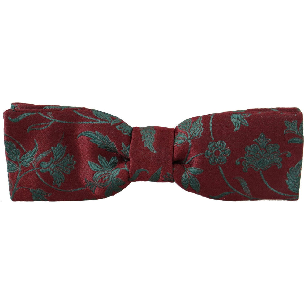 Dolce & Gabbana Maroon Pattern Adjustable Neck Papillon Bow Tie FT3573