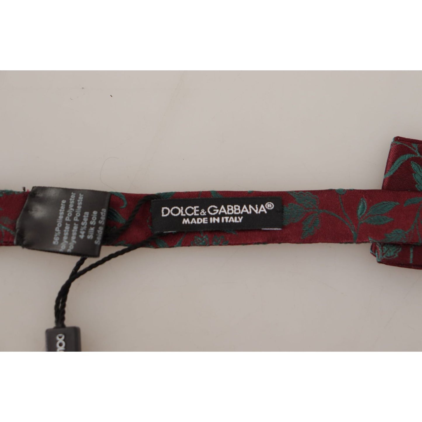 Dolce & Gabbana Maroon Pattern Adjustable Neck Papillon Bow Tie