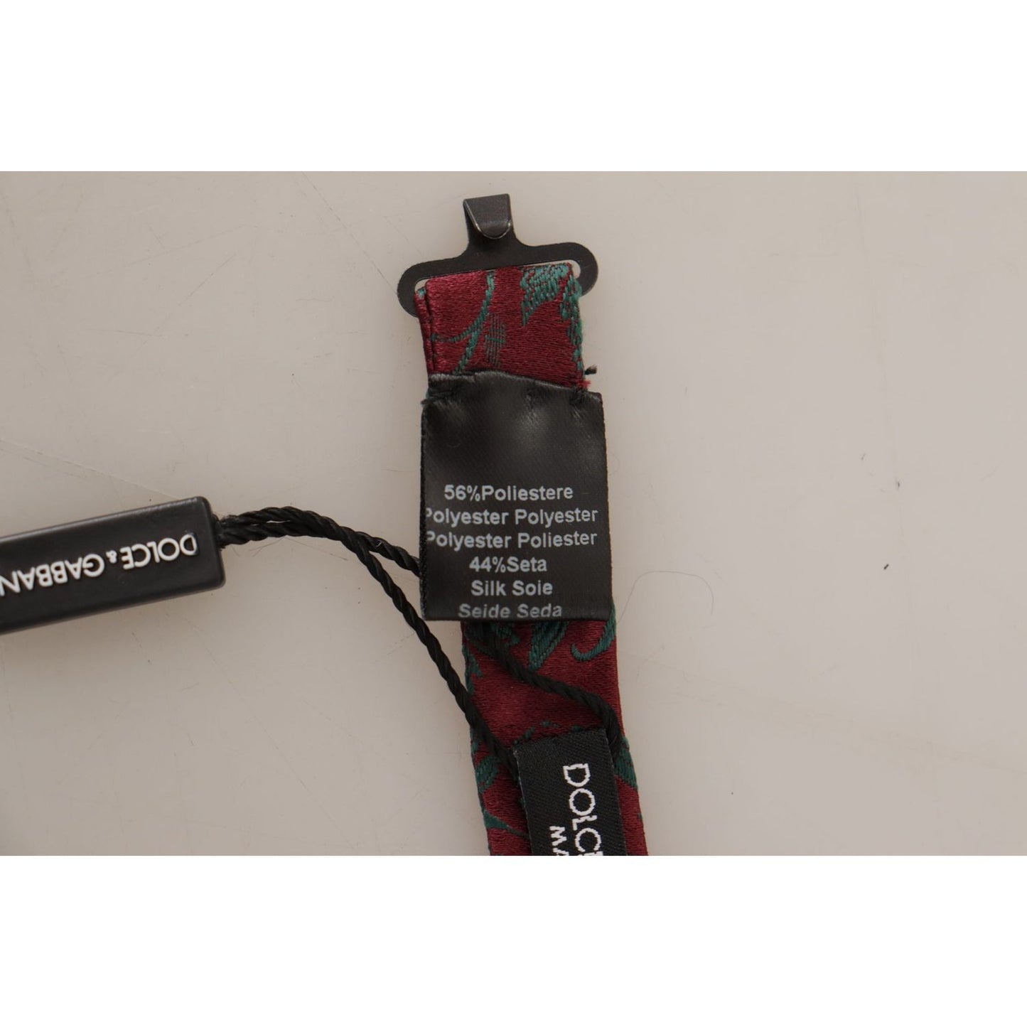 Dolce & Gabbana Maroon Pattern Adjustable Neck Papillon Bow Tie FT3573