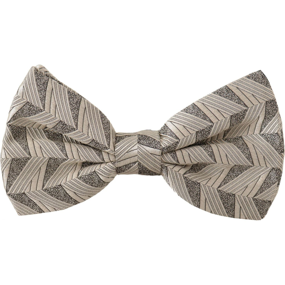 Dolce & Gabbana Gray 100% Silk Adjustable Neck Papillon Bow Tie FT3557