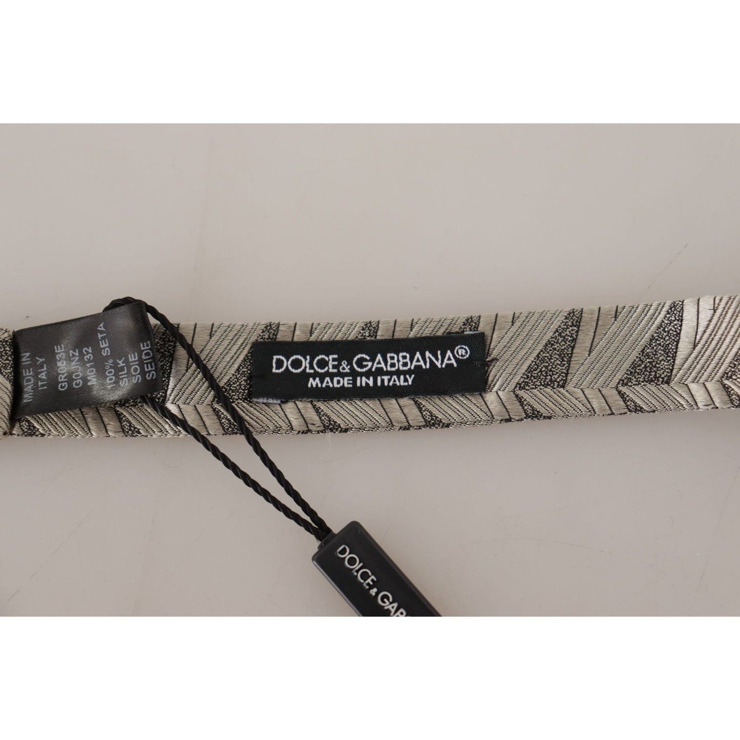 Dolce & Gabbana Gray 100% Silk Adjustable Neck Papillon Bow Tie FT3557