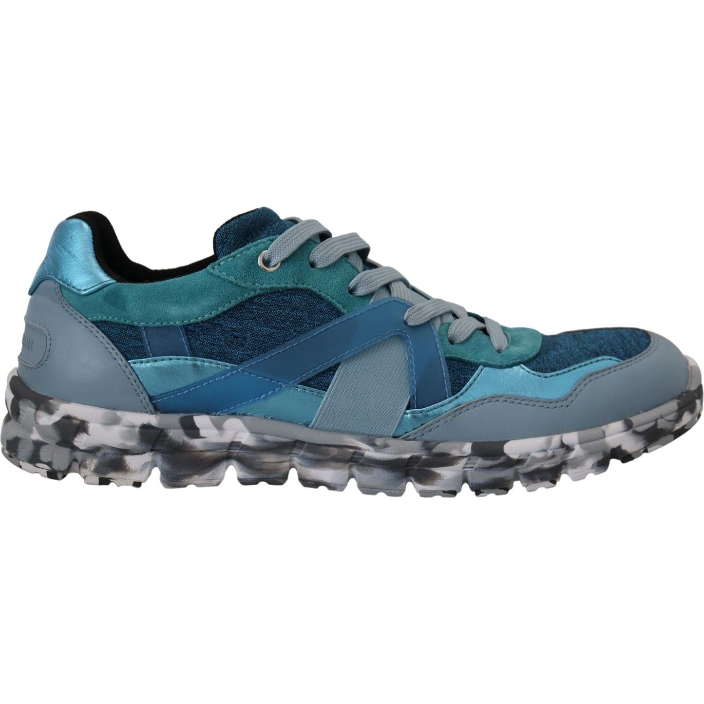 Dolce & Gabbana Blue Gray Leather Sport Low Top Sneakers