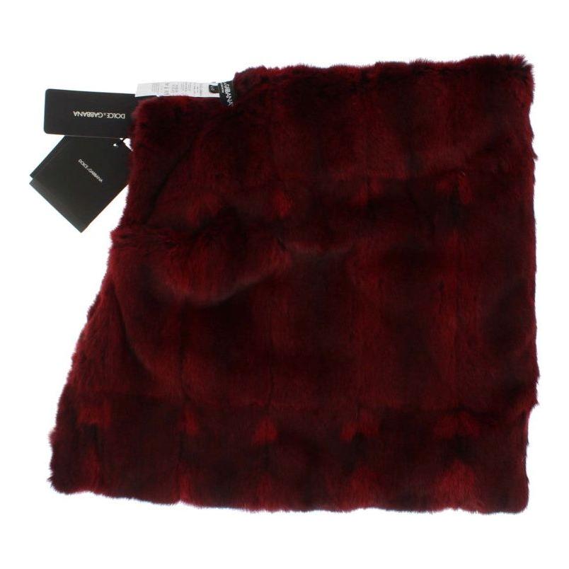 Dolce & Gabbana Bordeaux Hamster Fur Crochet Hood Scarf Hat MS809