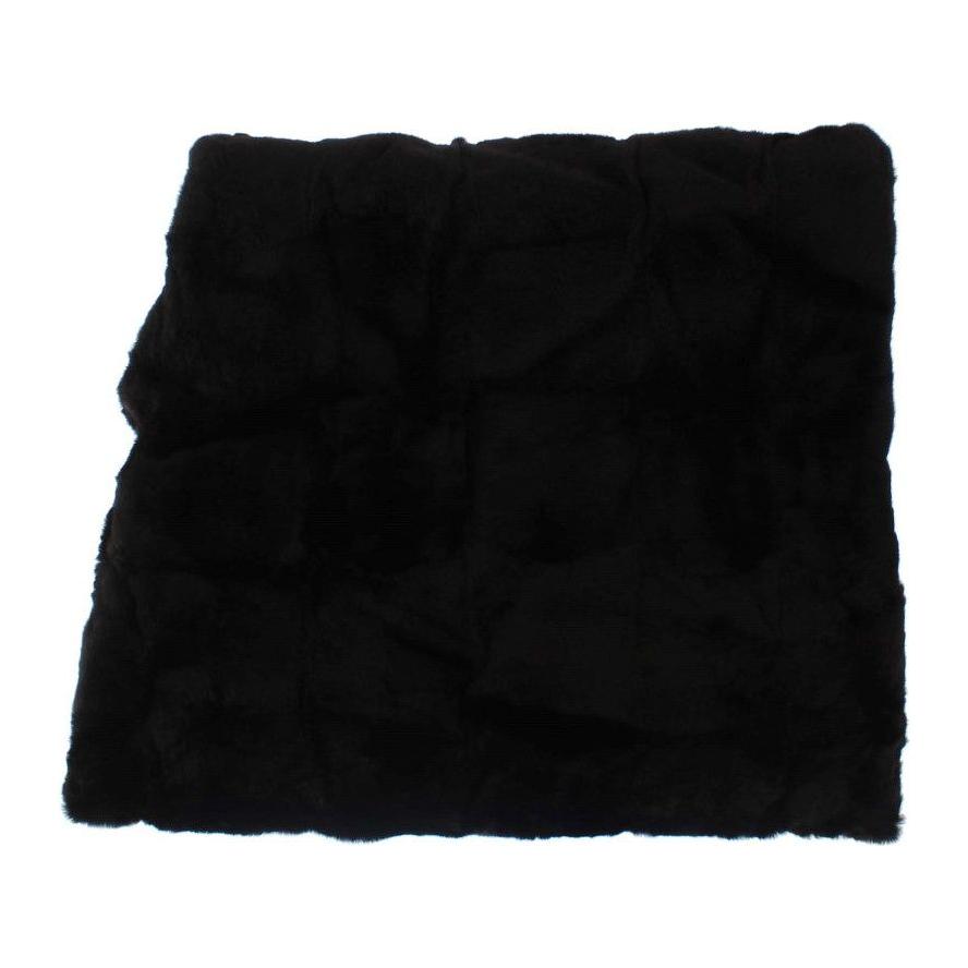 Dolce & Gabbana Black Weasel Fur Crochet Hood Scarf Hat MS811