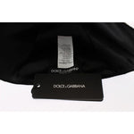 Dolce & Gabbana Black Wool White Floral Gold Leaf Hat MS838