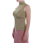 Exte Glamorous Gold Turtleneck Vest Top Exte Rosy Brown