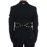 Exte Chic Black Stretch Blazer with Gold Button Detail Blazer Jacket Exte Black