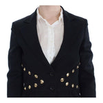 Exte Chic Black Stretch Blazer with Gold Button Detail Blazer Jacket Exte Gray