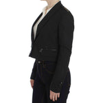 Exte Elegant Gray Gold-Buttoned Blazer Jacket Coats & Jackets Exte Black
