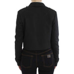 Exte Elegant Gray Gold-Buttoned Blazer Jacket Coats & Jackets Exte Black