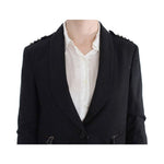 Exte Elegant Gray Gold-Buttoned Blazer Jacket Coats & Jackets Exte Gray