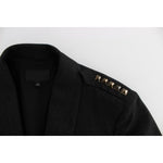 Exte Elegant Gray Gold-Buttoned Blazer Jacket Coats & Jackets Exte Black