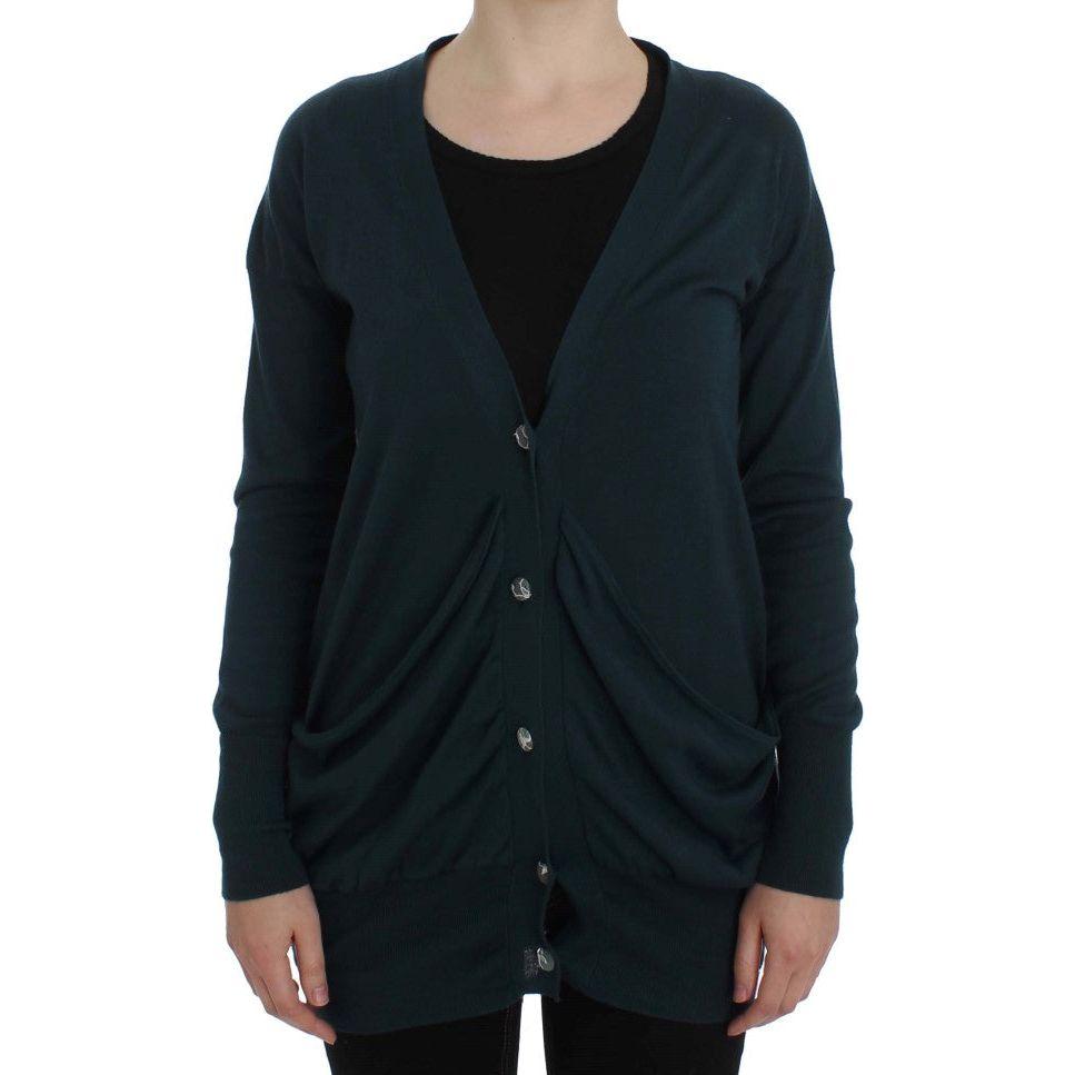 PINK MEMORIES Green Button Down Cardigan Sweater