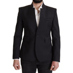 Dolce & Gabbana Black Wool Single Breasted Coat Men Blazer JKT3383- 50