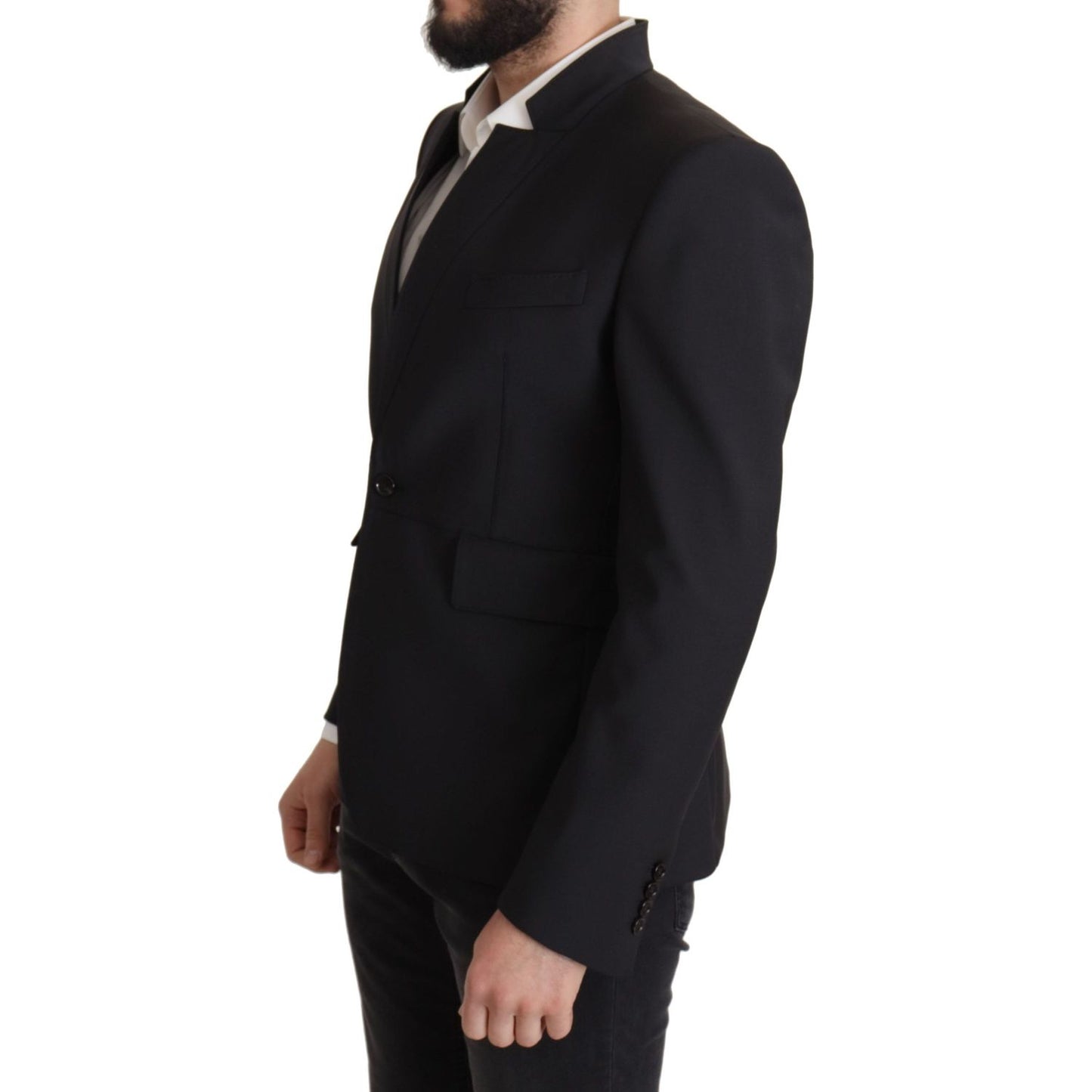 Dolce & Gabbana Black Wool Single Breasted Coat Men Blazer JKT3383- 50