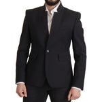 Dolce & Gabbana Black Wool Single Breasted Coat Men Blazer JKT3383- 50