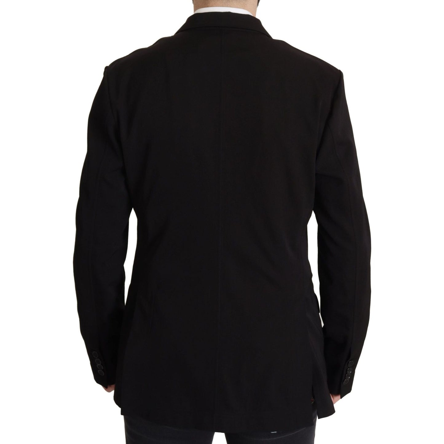 Dolce & Gabbana Black Wool Single Breasted Coat Blazer JKT3389- 50