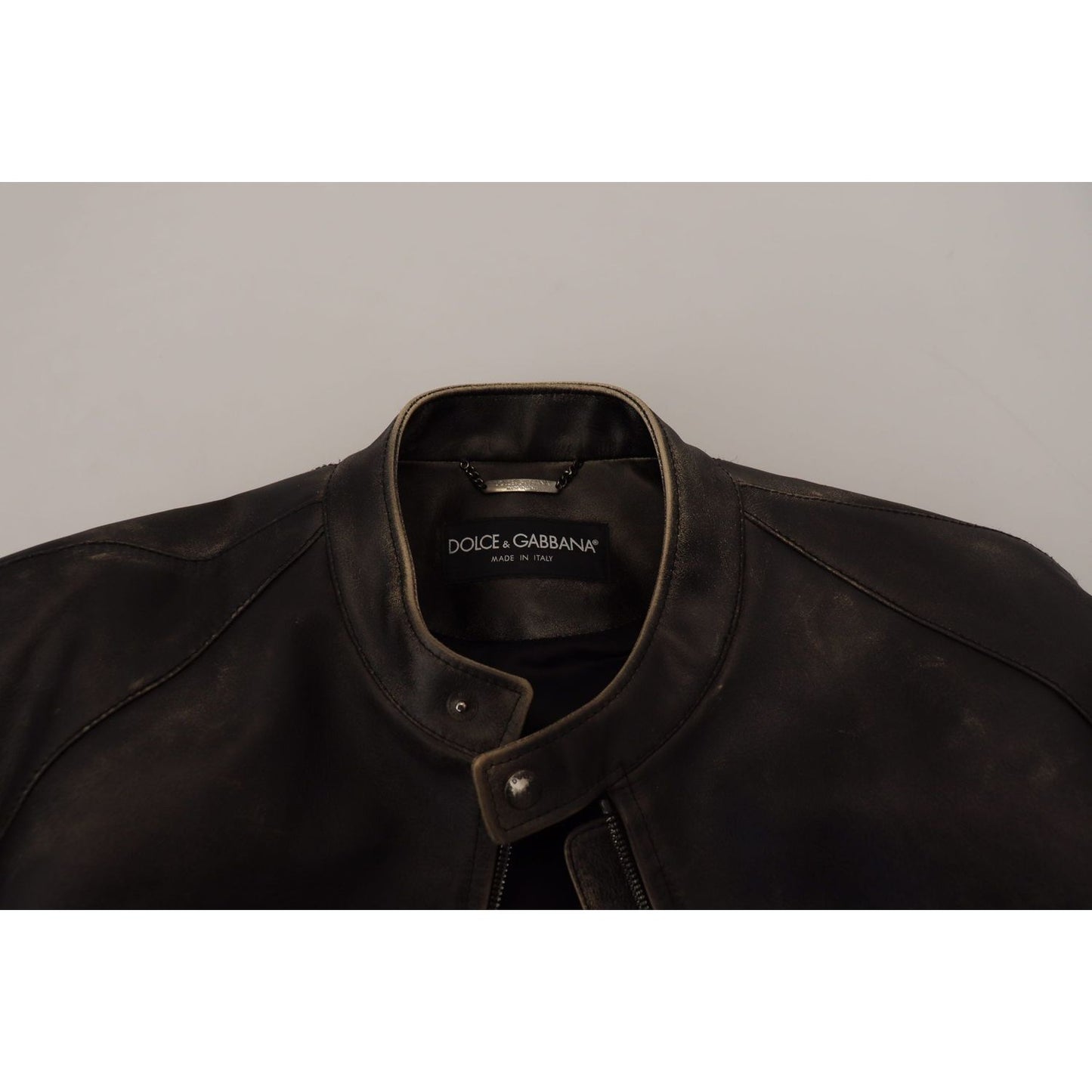 Dolce & Gabbana Black Leather Zipper Biker Coat Jacket JKT3331- 54