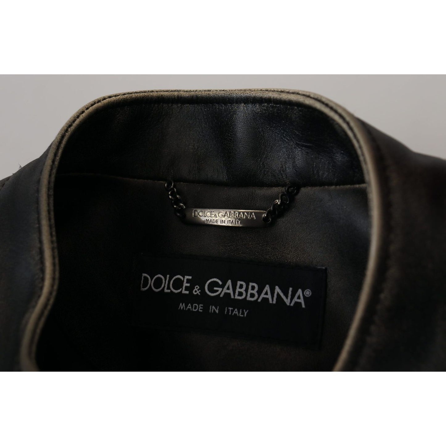 Dolce & Gabbana Black Leather Zipper Biker Coat Jacket JKT3331- 54