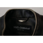 Dolce & Gabbana Black Leather Zipper Biker Coat Jacket JKT3331- 54