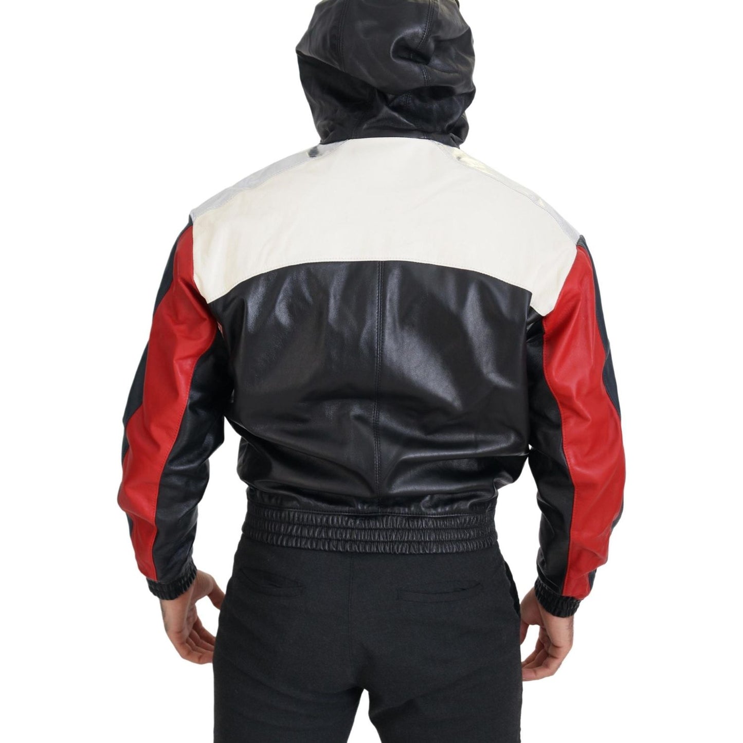 Dolce & Gabbana Black Leather Hooded Blouson Coat Jacket JKT3338- 46