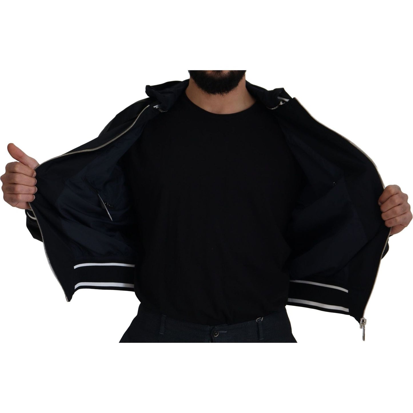 Dolce & Gabbana Black Polyester Hooded Blouson Coat Jacket JKT3339- 50