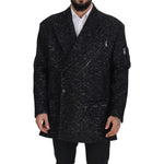 Dolce & Gabbana Black Wool Double Breasted Coat Men Jacket JKT3342- 52