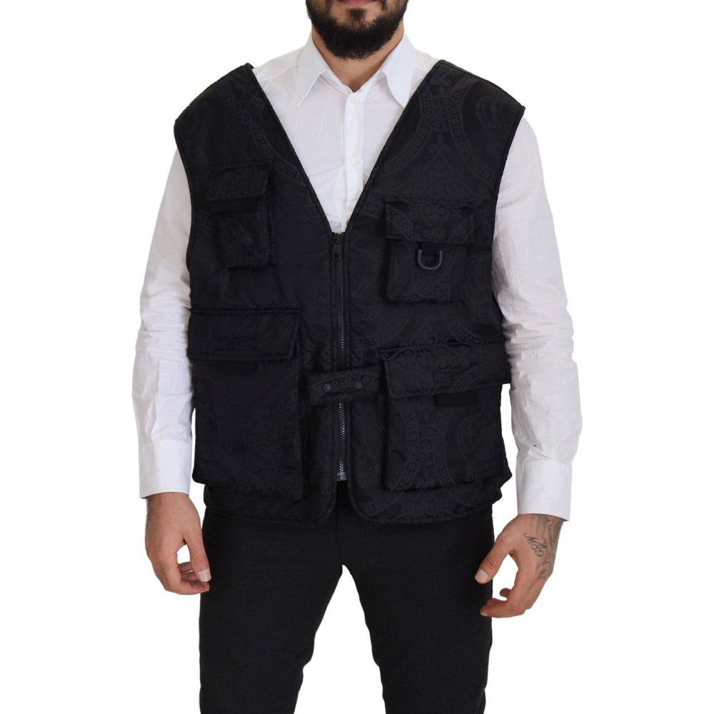 Dolce & Gabbana Black Nylon Full Zip Sleeveless Jacket JKT3361- 50