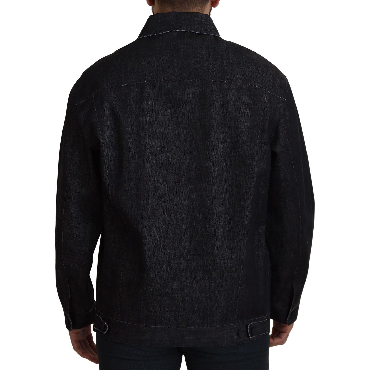 Dolce & Gabbana Black Cotton Full Button Denim Jacket JKT3364- 50