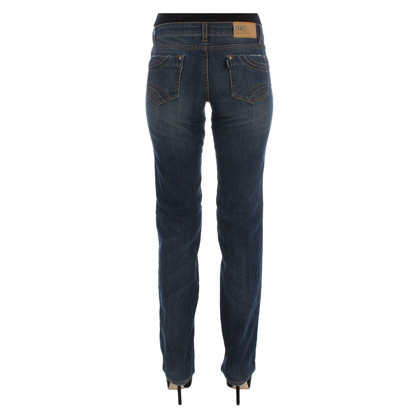 Costume National Blue Cotton Blend Bootcut Jeans SIG30199-1