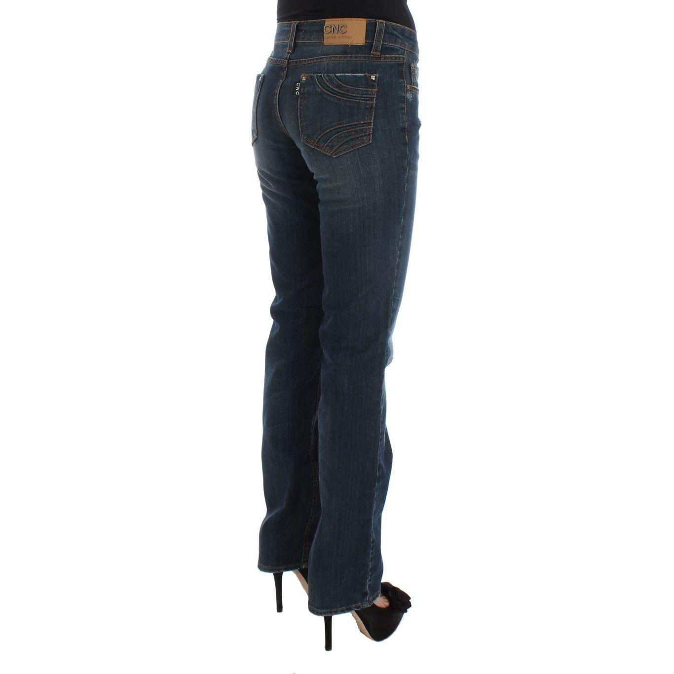 Costume National Blue Cotton Blend Bootcut Jeans SIG30199-1