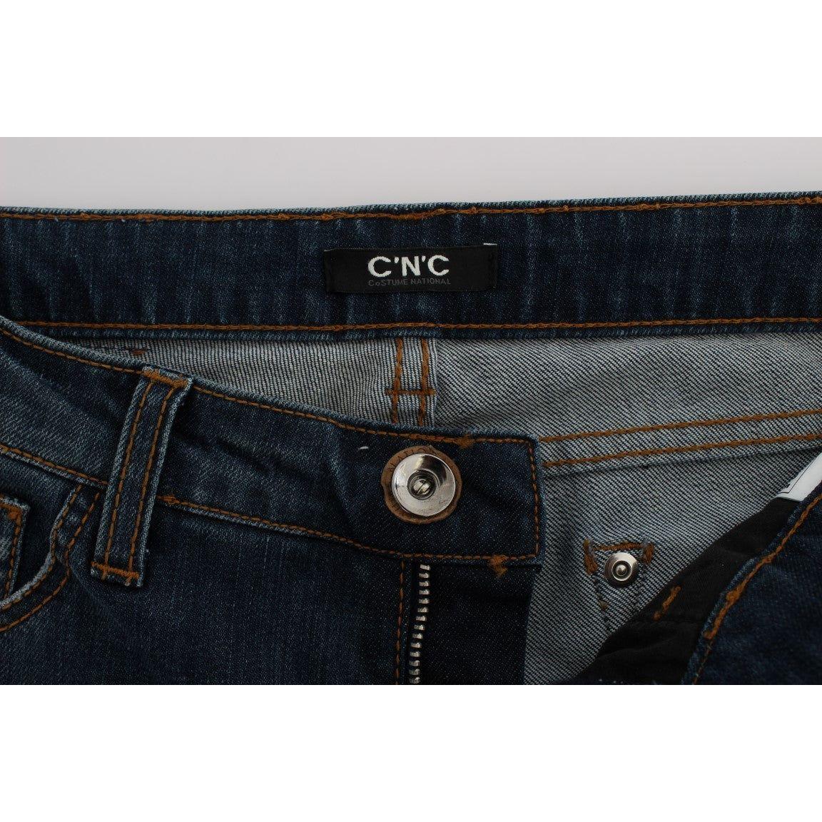 Costume National Blue Cotton Blend Bootcut Jeans SIG30199-1