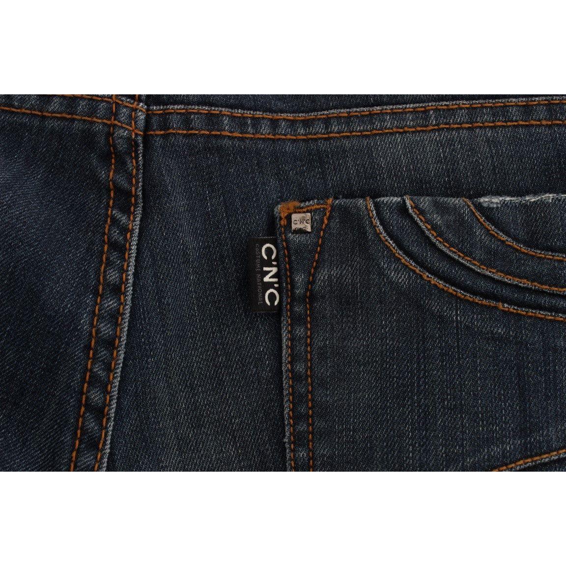 Costume National Blue Cotton Blend Bootcut Jeans SIG30199-1