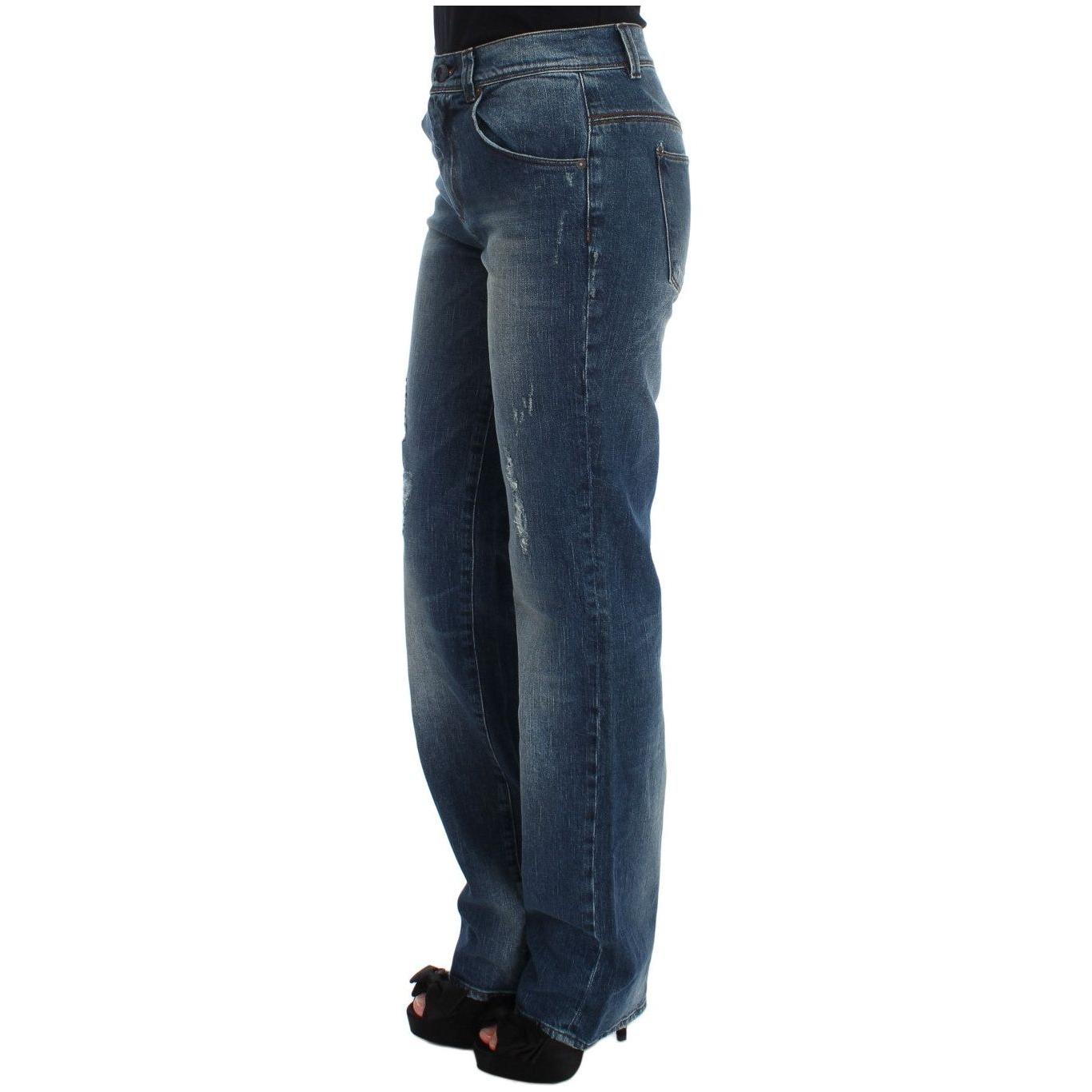 Ermanno Scervino Blue Wash Cotton Blend Slim Fit Jeans