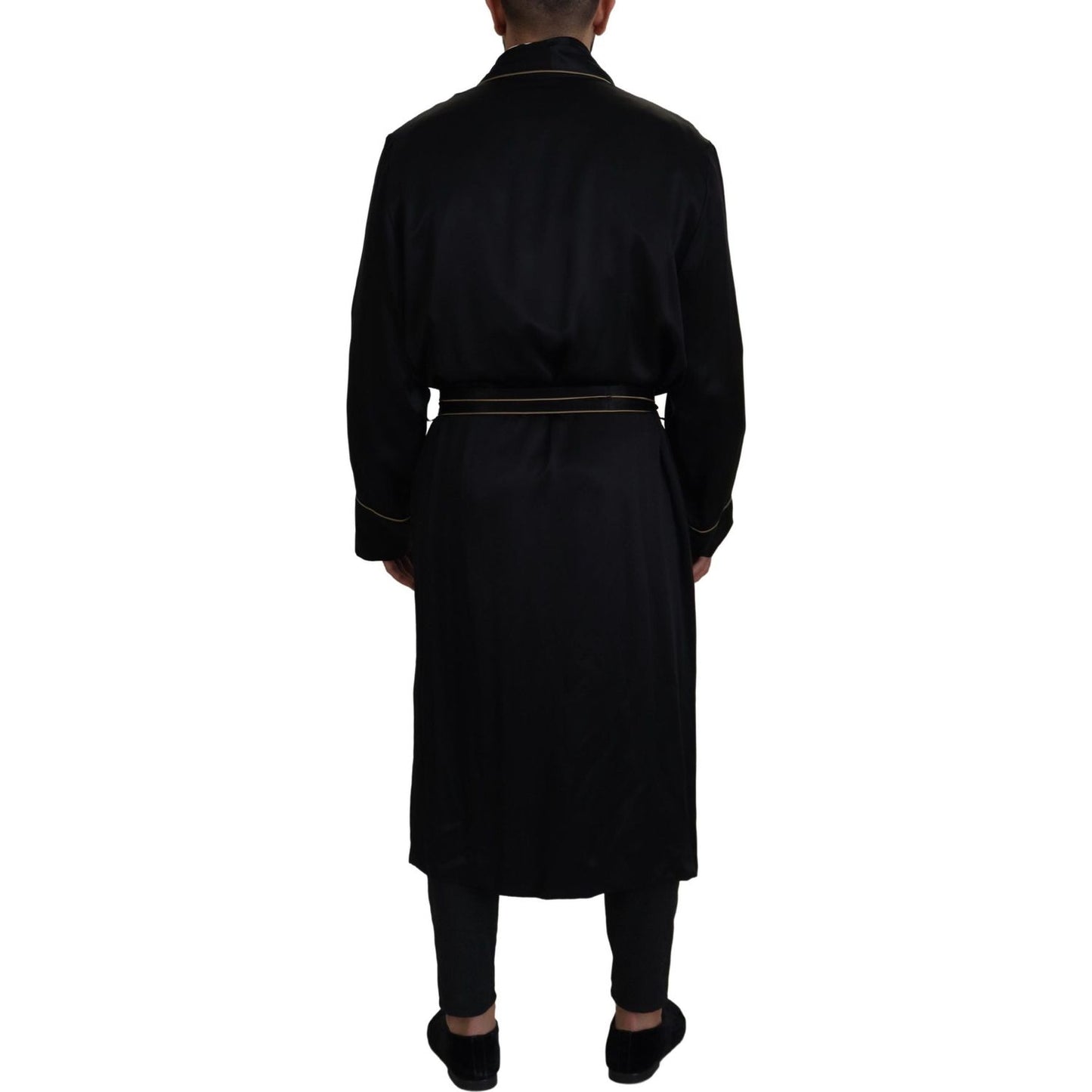 Dolce & Gabbana Black 100% Silk Robe Coat Wrap Jacket JKT3421 -50