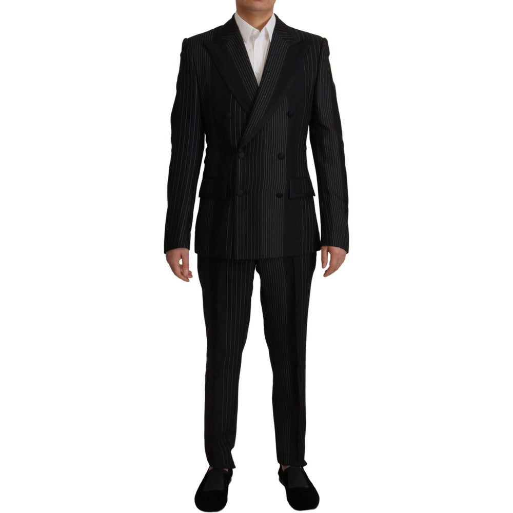 Dolce & Gabbana Black Stripes Rayon Formal 2 Piece Suit KOS1992- 48