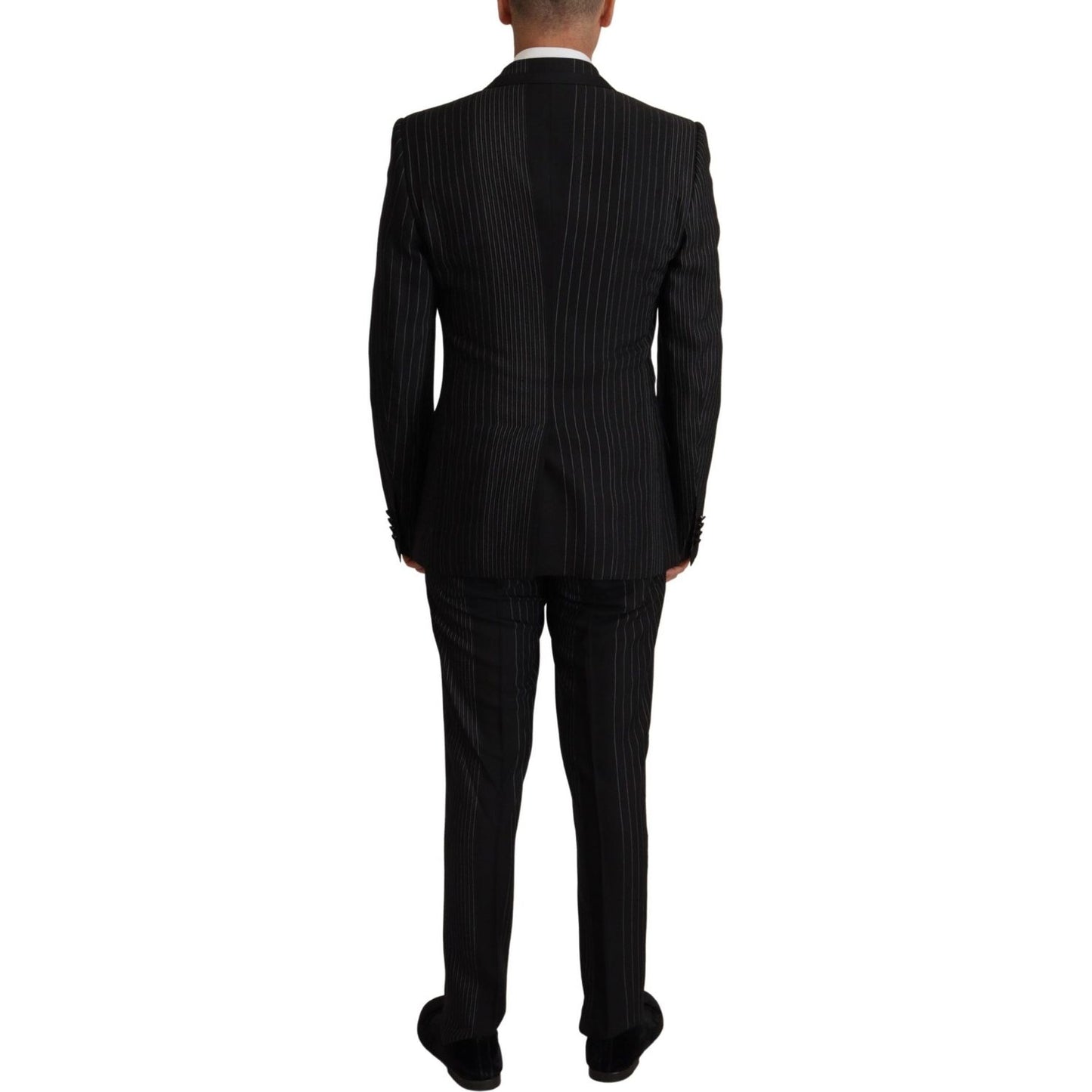 Dolce & Gabbana Black Stripes Rayon Formal 2 Piece Suit KOS1992- 48
