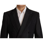 Dolce & Gabbana Black Stripes Rayon Formal 2 Piece Suit KOS1992- 48