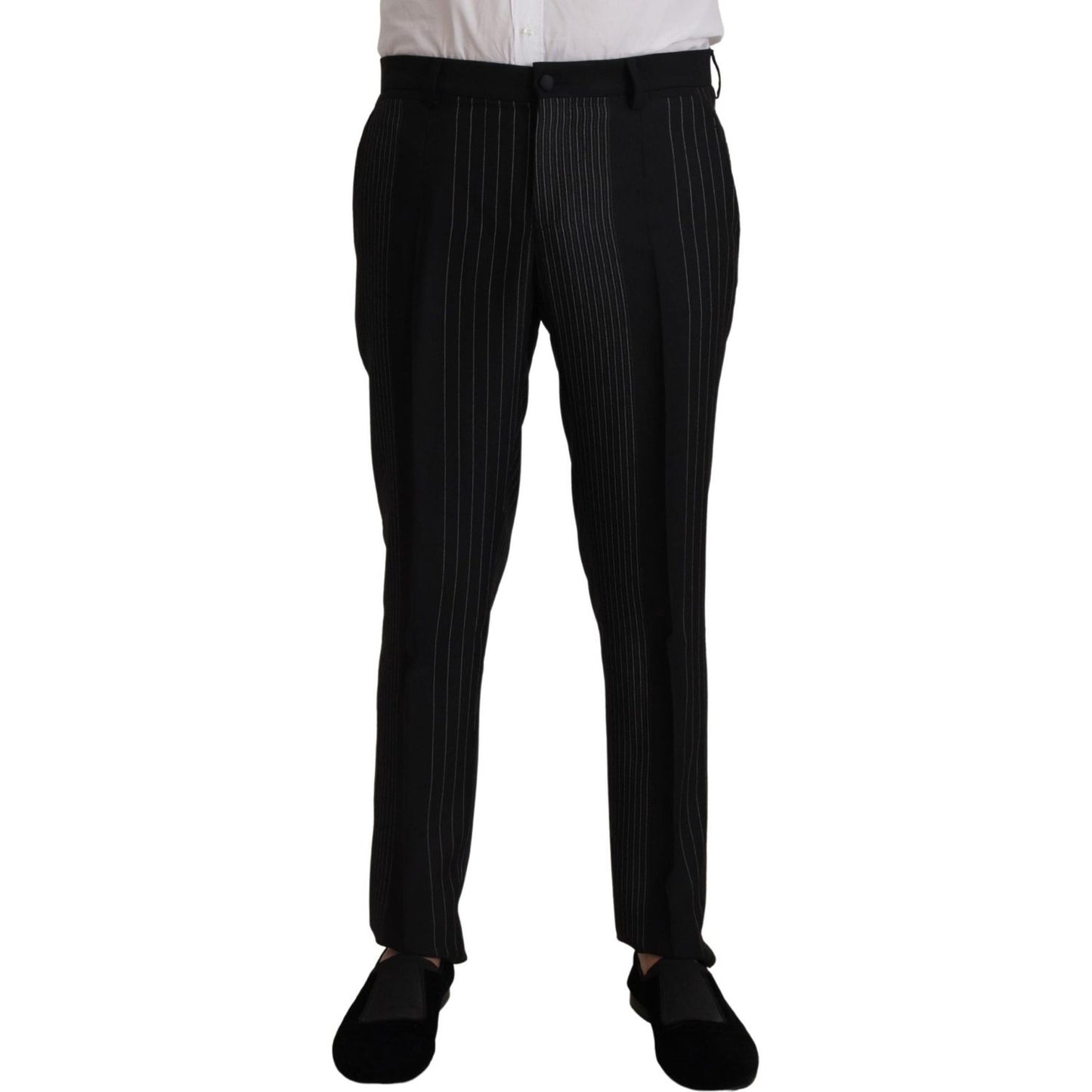 Dolce & Gabbana Black Stripes Rayon Formal 2 Piece Suit KOS1992- 48